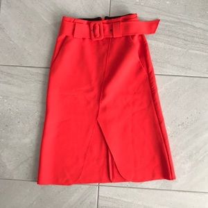 Topshop Bright Red Front Slit Skirt